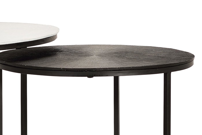 GINER Y COLOMER Lot de 2 tables basses avec structure en métal, Noir et Blanc